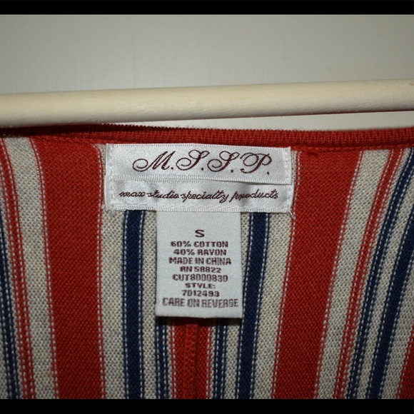 Max Studio Red White and Blue Cotton Top - Picture 3 of 3